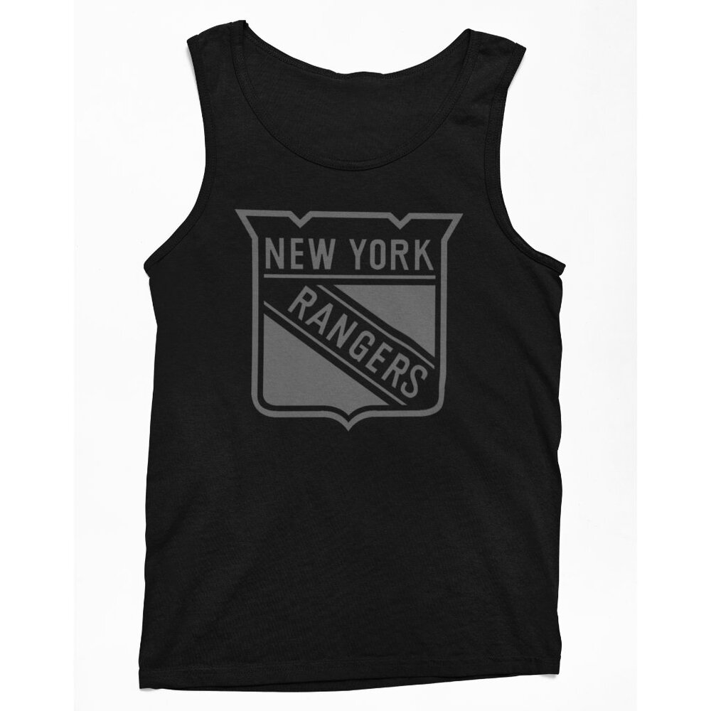 NEW York Rangers Tonal Monochrome Logo Tank Top BLACKOUT
